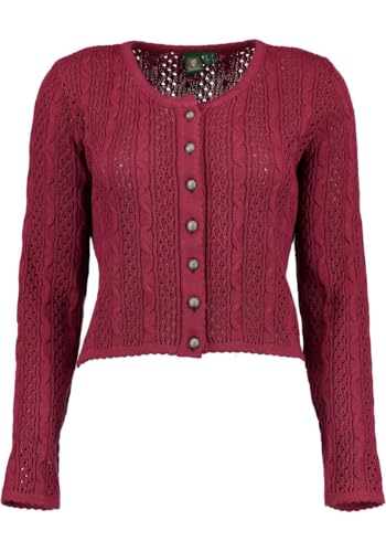 OS Trachten Damen Strickjacke Trachtenjacke Cardigan mit Rundhalsausschnitt Gnoyor, Größe:34, Farbe:hochrot von OS Trachten