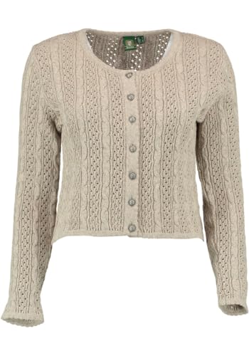 OS Trachten Damen Strickjacke Trachtenjacke Cardigan mit Rundhalsausschnitt Gnoyor, Größe:42, Farbe:Natur von OS Trachten