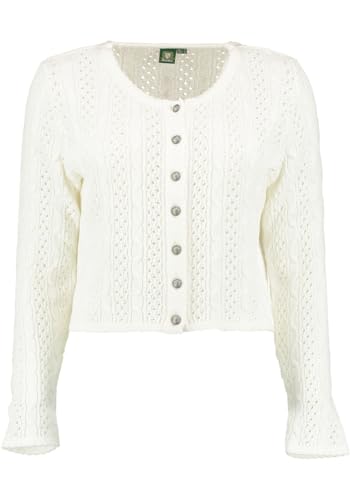 OS Trachten Damen Strickjacke Trachtenjacke Cardigan mit Rundhalsausschnitt Gnoyor, Größe:42, Farbe:ecrue von OS Trachten