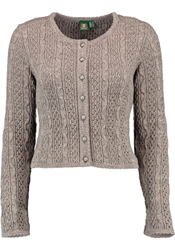 OS Trachten Damen Strickjacke Trachtenjacke Cardigan mit Rundhalsausschnitt Igaza, Größe:34, Farbe:Dunkelbraun von OS Trachten