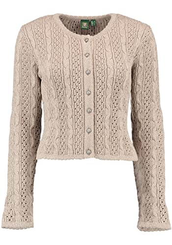 OS Trachten Damen Strickjacke Trachtenjacke Cardigan mit Rundhalsausschnitt Igaza, Größe:34, Farbe:ecrue von OS Trachten