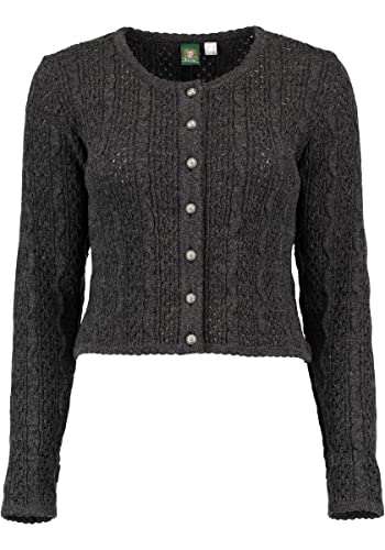 OS Trachten Damen Strickjacke Trachtenjacke Cardigan mit Rundhalsausschnitt Igaza, Größe:36, Farbe:anthrazit von OS Trachten