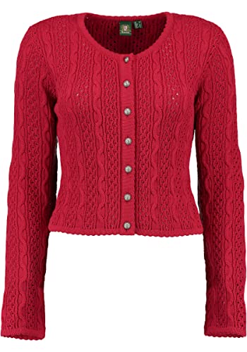 OS Trachten Damen Strickjacke Trachtenjacke Cardigan mit Rundhalsausschnitt Igaza, Größe:40, Farbe:dunkelrot von OS Trachten