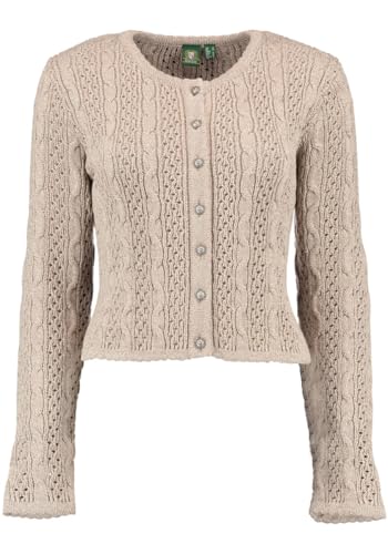 OS Trachten Damen Strickjacke Trachtenjacke Cardigan mit Rundhalsausschnitt Igaza, Größe:44, Farbe:ecrue von OS Trachten