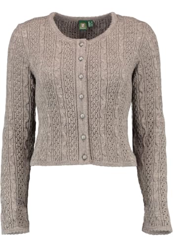 OS Trachten Damen Strickjacke Trachtenjacke Cardigan mit Rundhalsausschnitt Igaza, Größe:46, Farbe:Dunkelbraun von OS Trachten