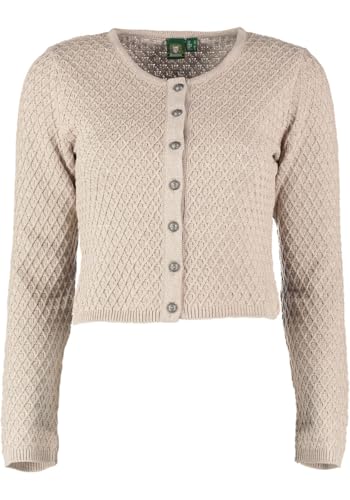OS Trachten Damen Strickjacke Trachtenjacke Cardigan mit Rundhalsausschnitt Quivun, Größe:34, Farbe:Natur von OS Trachten