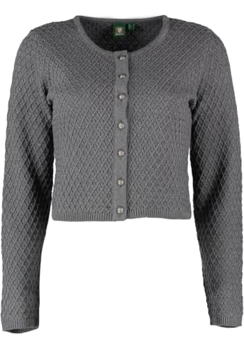 OS Trachten Damen Strickjacke Trachtenjacke Cardigan mit Rundhalsausschnitt Quivun, Größe:36, Farbe:anthrazit von OS Trachten