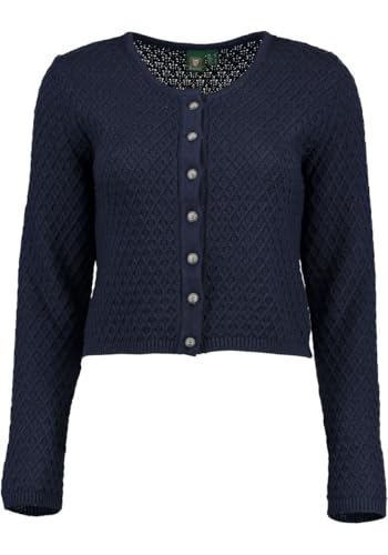 OS Trachten Damen Strickjacke Trachtenjacke Cardigan mit Rundhalsausschnitt Quivun, Größe:40, Farbe:Marine von OS Trachten