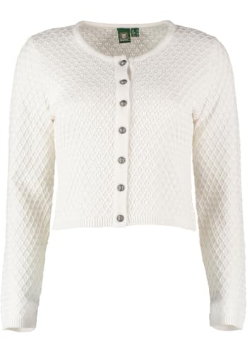 OS Trachten Damen Strickjacke Trachtenjacke Cardigan mit Rundhalsausschnitt Quivun, Größe:42, Farbe:ecrue von OS Trachten