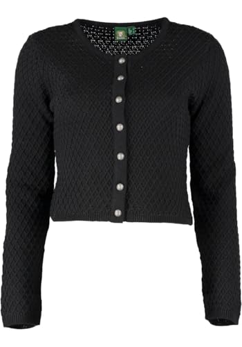 OS Trachten Damen Strickjacke Trachtenjacke Cardigan mit Rundhalsausschnitt Quivun, Größe:44, Farbe:schwarz von OS Trachten