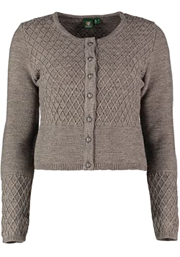 OS Trachten Damen Strickjacke Trachtenjacke Cardigan mit Rundhalsausschnitt Swoyar, Größe:34, Farbe:Dunkelbraun von OS Trachten