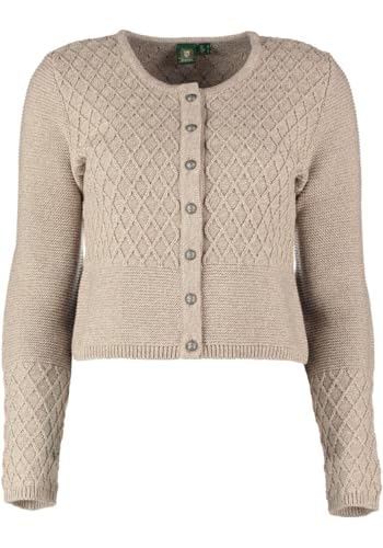OS Trachten Damen Strickjacke Trachtenjacke Cardigan mit Rundhalsausschnitt Swoyar, Größe:44, Farbe:ecrue von OS Trachten