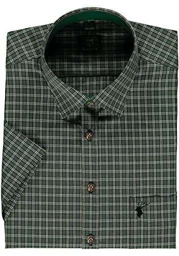 OS Trachten Herren Hemd Kurzarm Jagdhemd Trype, Größe:39/40, Farbe:dunkelgrün von OS Trachten