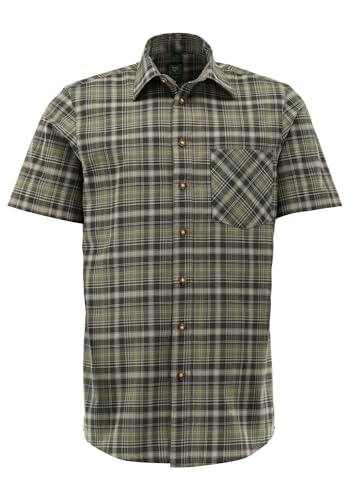 OS Trachten Herren Hemd Kurzarm Jagdhemd mit Liegekragen Scubu, Größe:43/44, Farbe:trachtengrün von OS Trachten