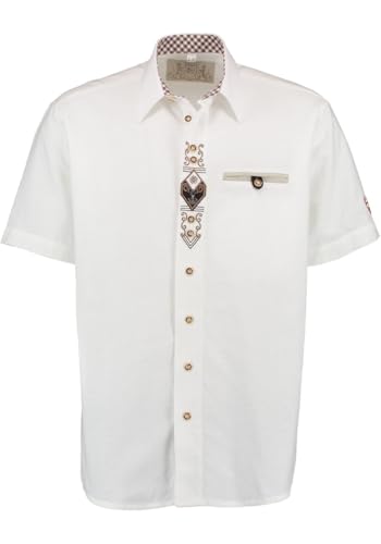 OS Trachten Herren Hemd Kurzarm Trachtenhemd mit Liegekragen Amima, Größe:49/50, Farbe:weiß von OS Trachten