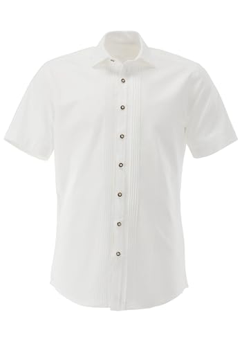 OS Trachten Herren Hemd Kurzarm Trachtenhemd mit Liegekragen Iwenac, Größe:37/38, Farbe:weiß von OS Trachten