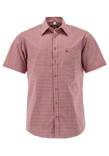 OS Trachten Herren Hemd Kurzarm Trachtenhemd mit Liegekragen Rhadi, Größe:39/40, Farbe:mittelrot von OS Trachten