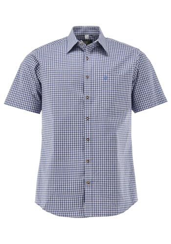 OS Trachten Herren Hemd Kurzarm Trachtenhemd mit Liegekragen Rhadi, Größe:45/46, Farbe:Kornblau von OS Trachten