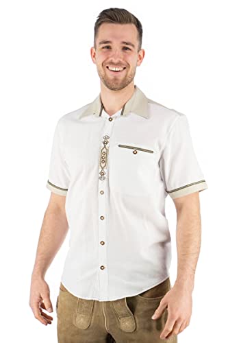 OS Trachten Herren Hemd Kurzarm Trachtenhemd mit Liegekragen Wimmidu, Größe:51/52, Farbe:weiß von OS Trachten