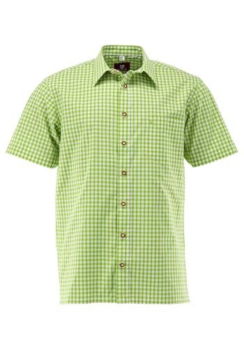 OS Trachten Herren Hemd Kurzarm Trachtenhemd mit Liegekragen Zihul, Größe:41/42, Farbe:giftgrün von OS Trachten