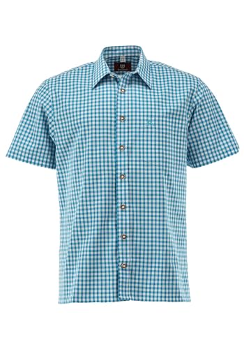 OS Trachten Herren Hemd Kurzarm Trachtenhemd mit Liegekragen Zihul, Größe:41/42, Farbe:türkis von OS Trachten