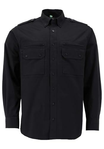OS Trachten Herren Hemd Langarm Jagdhemd mit Button-Down-Kragen Egapey, Größe:43/44, Farbe:schwarz von OS Trachten