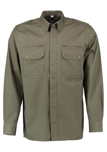 OS Trachten Herren Hemd Langarm Jagdhemd mit Button-Down-Kragen Egapey, Größe:47/48, Farbe:trachtengrün von OS Trachten