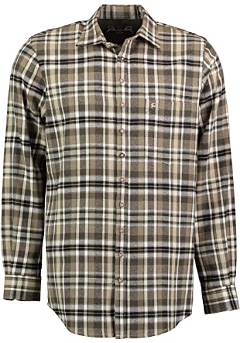 OS Trachten Herren Hemd Langarm Jagdhemd mit Haifischkragen Nivesa, Größe:45/46, Farbe:Oliv von OS Trachten