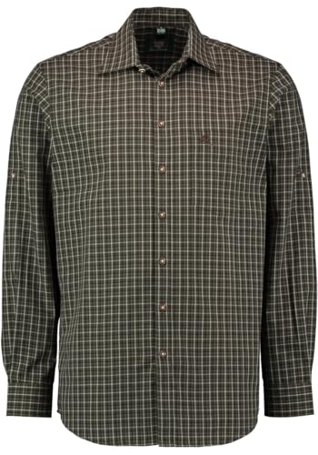 OS Trachten Herren Hemd Langarm Jagdhemd mit Haifischkragen Sibol, Größe:51/52, Farbe:Oliv von OS Trachten