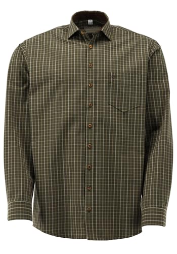 OS Trachten Herren Hemd Langarm Jagdhemd mit Haifischkragen Sweyaq, Größe:41/42, Farbe:trachtengrün von OS Trachten