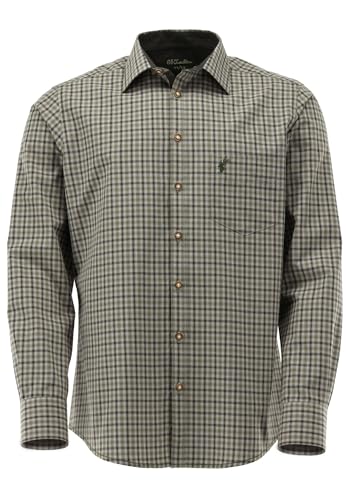 OS Trachten Herren Hemd Langarm Jagdhemd mit Haifischkragen Taseyo, Größe:45/46, Farbe:Oliv von OS Trachten