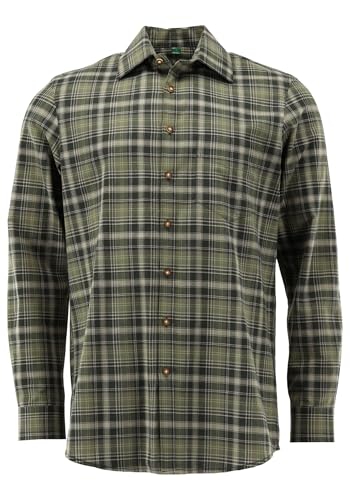 OS Trachten Herren Hemd Langarm Jagdhemd mit Liegekragen Filaya, Größe:41/42, Farbe:trachtengrün von OS Trachten
