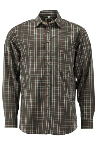 OS Trachten Herren Hemd Langarm Jagdhemd mit Liegekragen Grikas, Größe:45/46, Farbe:Oliv von OS Trachten