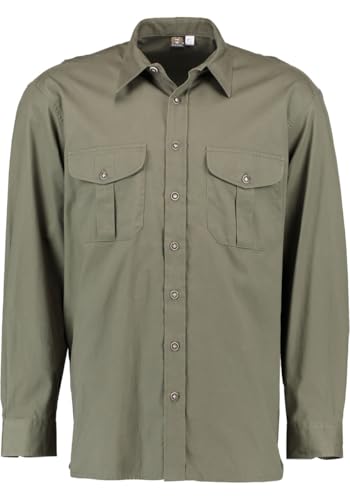 OS Trachten Herren Hemd Langarm Jagdhemd mit Liegekragen Madaja, Größe:41/42, Farbe:trachtengrün von OS Trachten