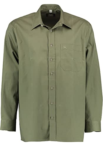 OS Trachten Herren Hemd Langarm Jagdhemd mit Liegekragen Slotu, Größe:41/42, Farbe:trachtengrün von OS Trachten