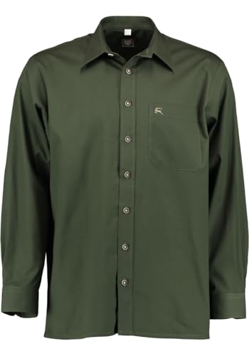 OS Trachten Herren Hemd Langarm Jagdhemd mit Liegekragen Slotu, Größe:43/44, Farbe:dunkelgrün von OS Trachten