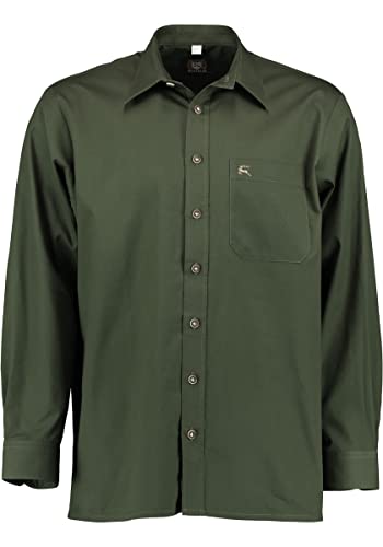 OS Trachten Herren Hemd Langarm Jagdhemd mit Liegekragen Slotu, Größe:45/46, Farbe:dunkelgrün von OS Trachten