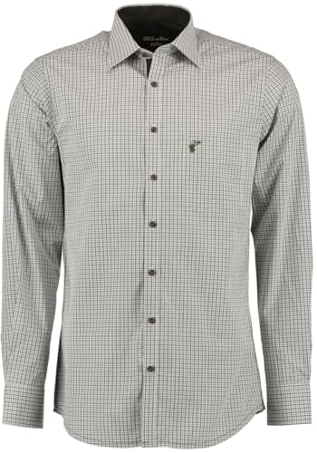 OS Trachten Herren Hemd Langarm Jagdhemd mit Liegekragen Snivy, Größe:47/48, Farbe:dunkelgrün von OS Trachten