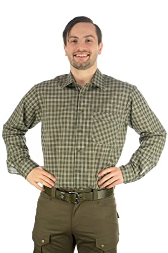 OS Trachten Herren Hemd Langarm Jagdhemd mit Liegekragen Spemet, Größe:39/40, Farbe:dunkelgrün von OS Trachten