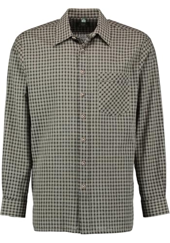 OS Trachten Herren Hemd Langarm Jagdhemd mit Liegekragen Spemet, Größe:41/42, Farbe:dunkelgrün von OS Trachten