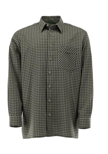 OS Trachten Herren Hemd Langarm Jagdhemd mit Liegekragen Tinqi, Größe:47/48, Farbe:Oliv von OS Trachten