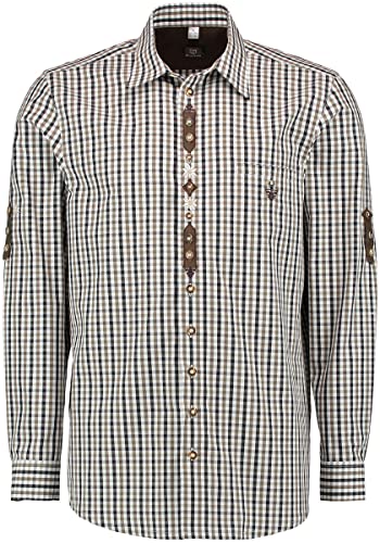 OS Trachten Herren Hemd Langarm Trachtenhemd mit Haifischkragen Brenud, Größe:43/44, Farbe:schwarz von OS Trachten