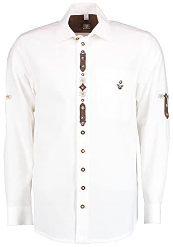 OS Trachten Herren Hemd Langarm Trachtenhemd mit Haifischkragen Mutai, Größe:43/44, Farbe:weiß von OS Trachten