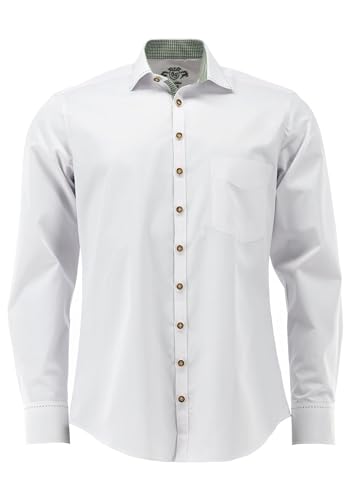 OS Trachten Herren Hemd Langarm Trachtenhemd mit Haifischkragen Prilde, Größe:51/52, Farbe:weiß von OS Trachten