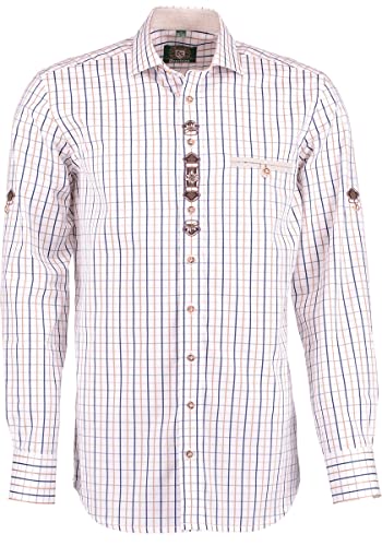 OS Trachten Herren Hemd Langarm Trachtenhemd mit Haifischkragen Spaja, Größe:41/42, Farbe:Hellbraun von OS Trachten