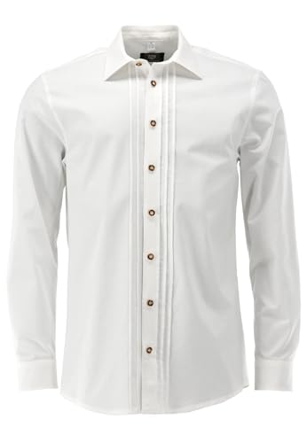 OS Trachten Herren Hemd Langarm Trachtenhemd mit Haifischkragen Toileq, Größe:37/38, Farbe:weiß von OS Trachten