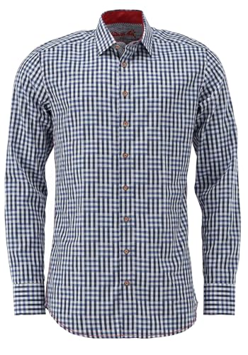 OS Trachten Herren Hemd Langarm Trachtenhemd mit Haifischkragen Zufir, Größe:43/44, Farbe:Kornblau von OS Trachten