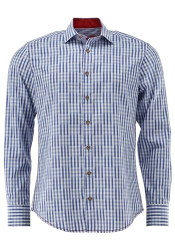 OS Trachten Herren Hemd Langarm Trachtenhemd mit Haifischkragen Zufir, Größe:43/44, Farbe:hellblau/bleu von OS Trachten