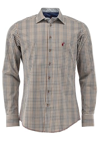 OS Trachten Herren Hemd Langarm Trachtenhemd mit Liegekragen Arkaya, Größe:37/38, Farbe:Hellbraun von OS Trachten