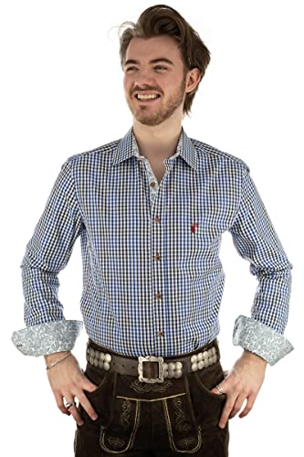 OS Trachten Herren Hemd Langarm Trachtenhemd mit Liegekragen Arkaya, Größe:37/38, Farbe:Marine von OS Trachten